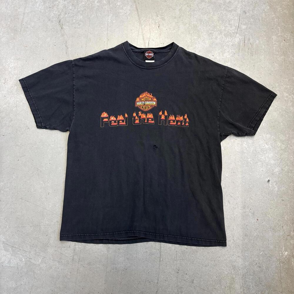 Vintage 2000s Harley Davison "Feel The Heat" T-Shirt Extra Large Black